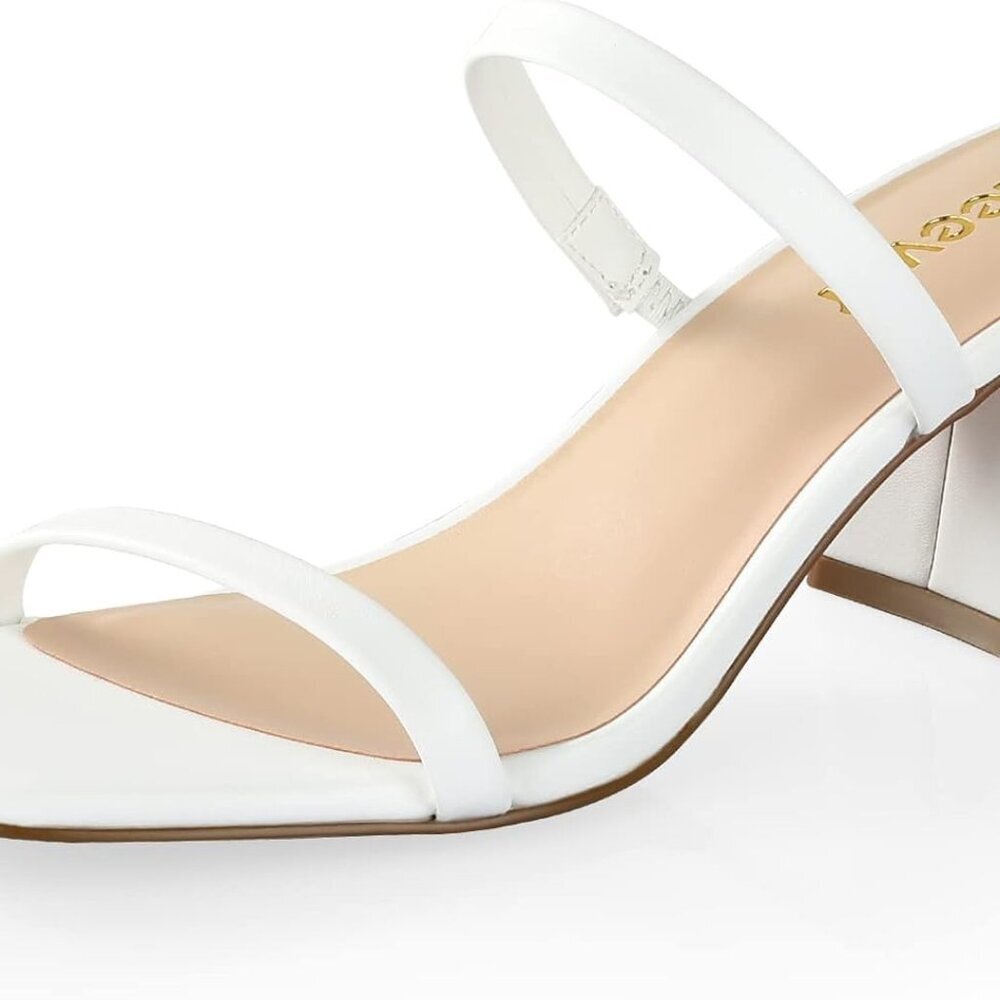 Square Toe Heeled Sandals For Women Low Block 2.25in Open Toe Ankle Strap